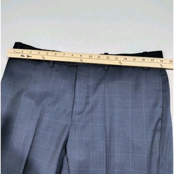 Tallia 2 Piece Suit Mens 40R Wool 36x32 Blue Windowpane Plaid Flat Front - Picture 12 of 16